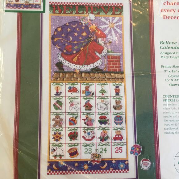 Dimensions Cross Stitch Kit Believe Advent Calendar Mary Engelbreit COMPLETE - Picture 2 of 4